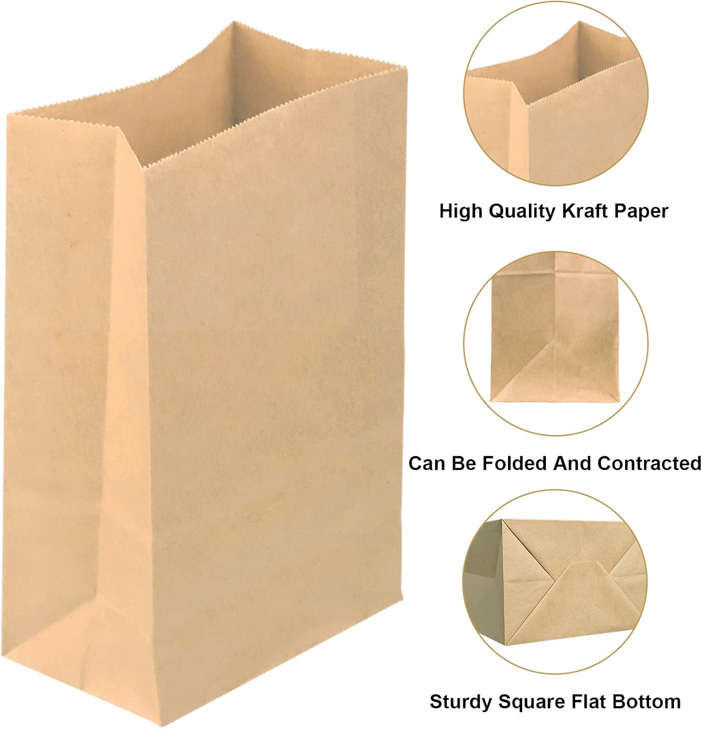 50 dużych torebek z papieru pakowego 21,5 x 12 x 7 cm, torebki prezentowe z papieru pakowego na Boże Narodzenie, imprezy, urodziny, wesela - 3