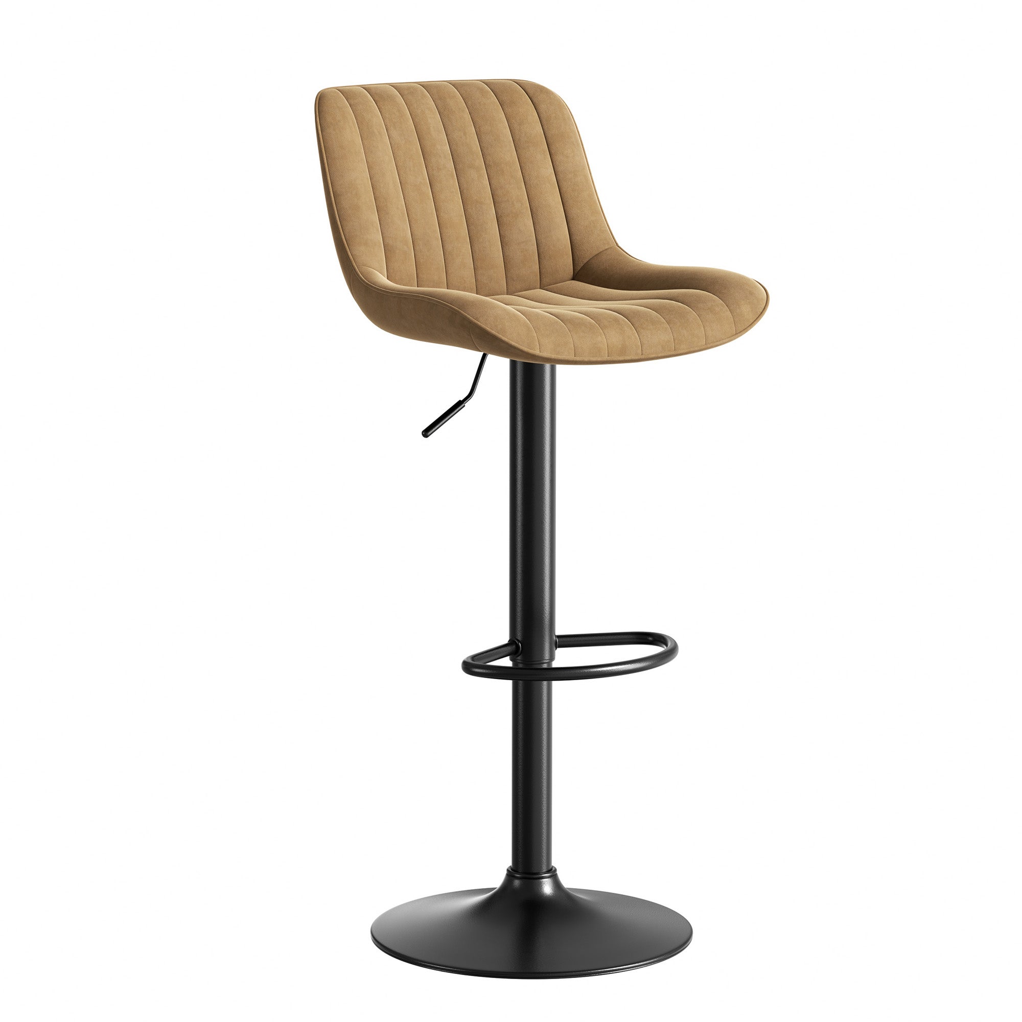 Lot de 4 Chaises Pivotantes | Tabourets de Bar - Design Ergonomique, Hauteur Réglable - Velours Marron - 2