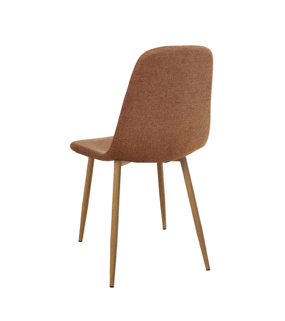 Pack de 4 sillas SUIZ sillas de comedor tapizadas en tela marrón y patas robles - 5