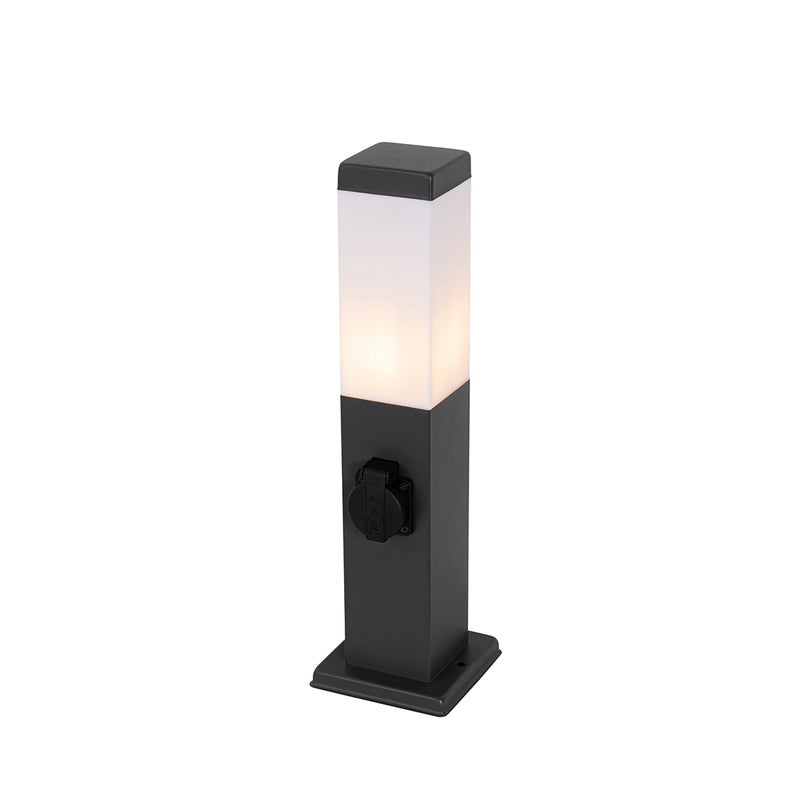 Lampa ogrodowa ciemnoszara 45 cm z gniazdem IP44 - Malios