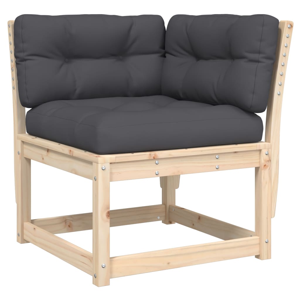 VidaXL Canapé d'angle palette de jardin avec coussins Bois de pin