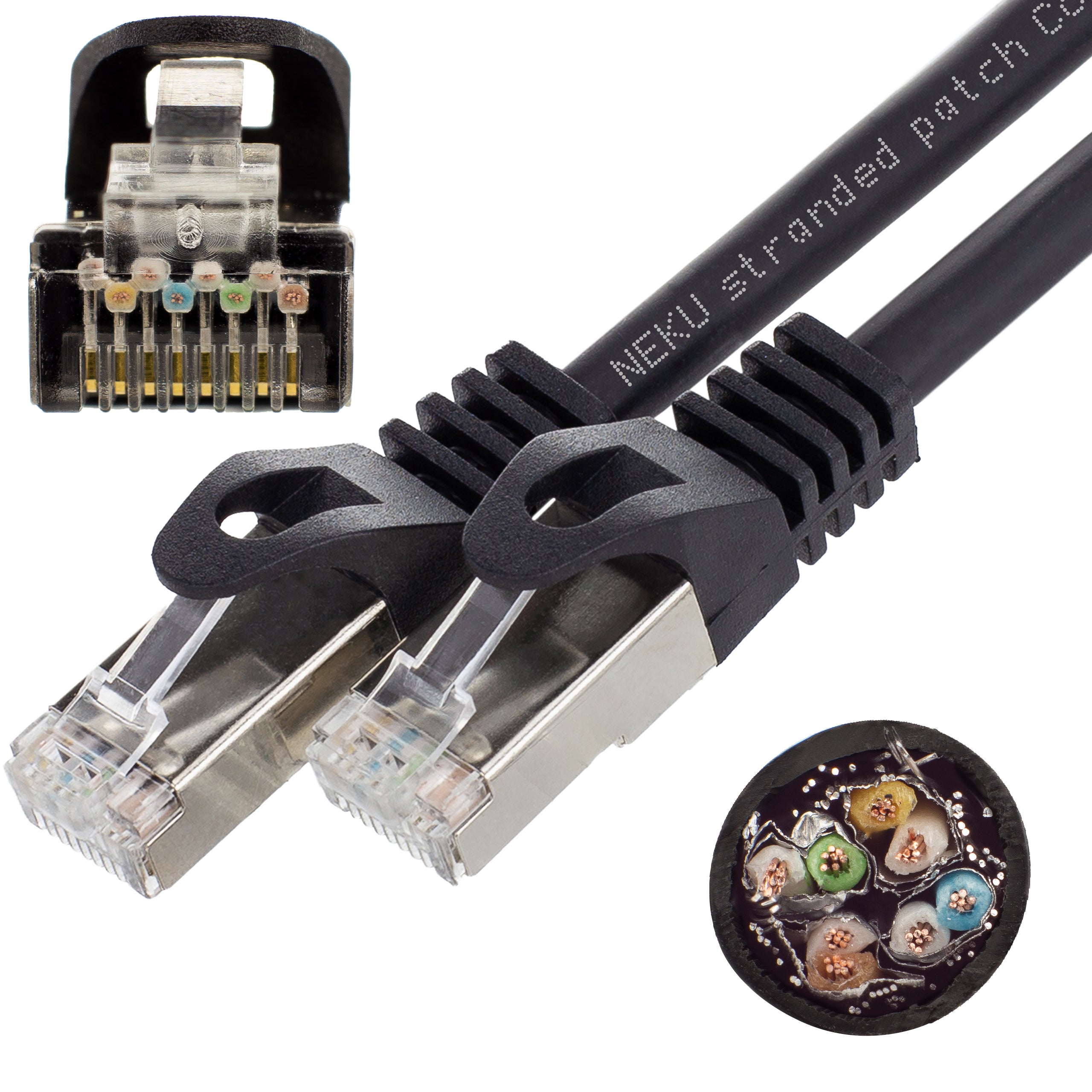 NEKU Kabel Patchcord S/FTP kat.6a PIMF czarny 2m