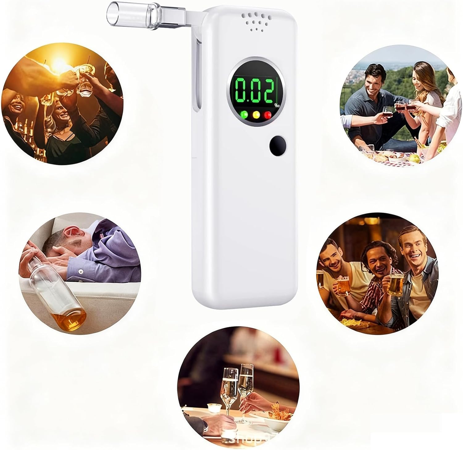 Analyseur d'haleine professionnel avec écran numérique LCD – Analyseur d'haleine portable de haute précision, comprend 5 embouts, noir - 6