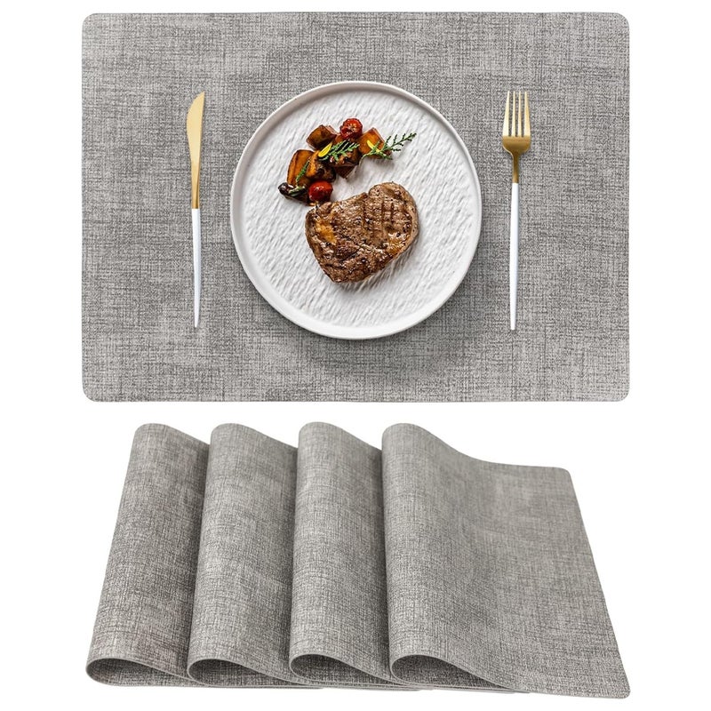 Podkładki dwustronne, 30 x 43 cm, odporne na ciepło i olej, zestaw 4 szt., idealne do kuchni, na imprezy i do użytku na zewnątrz, jasnoszare