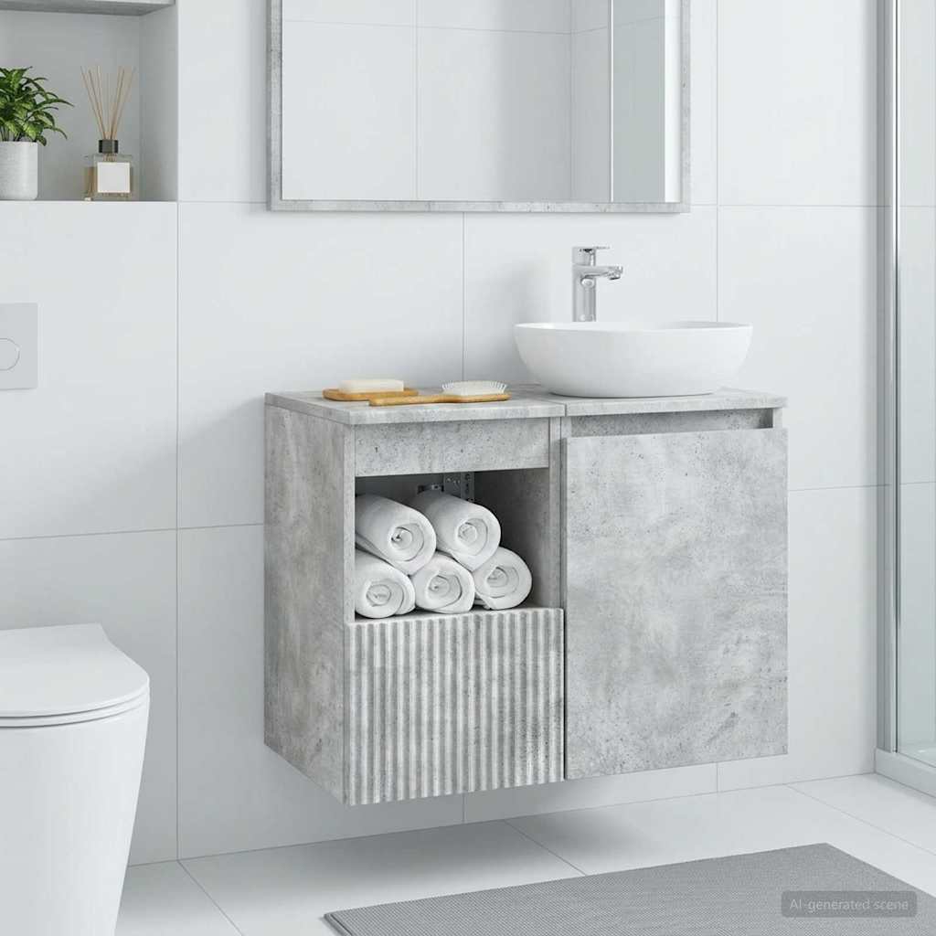 Mueble de baño gris hormigón, 30 × 35 × 50 cm