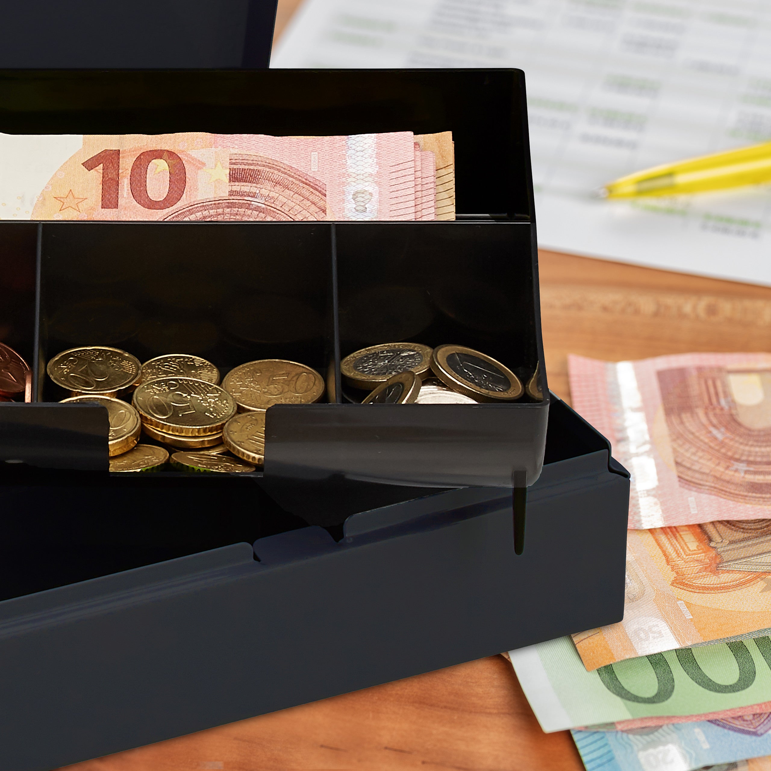 Relaxdays Cassetta Portavalori, Salvadanaio per Monete e Banconete, con 2 Chiavi, Acciaio, Plastica, 5x17,5x17 cm, Nero - 5