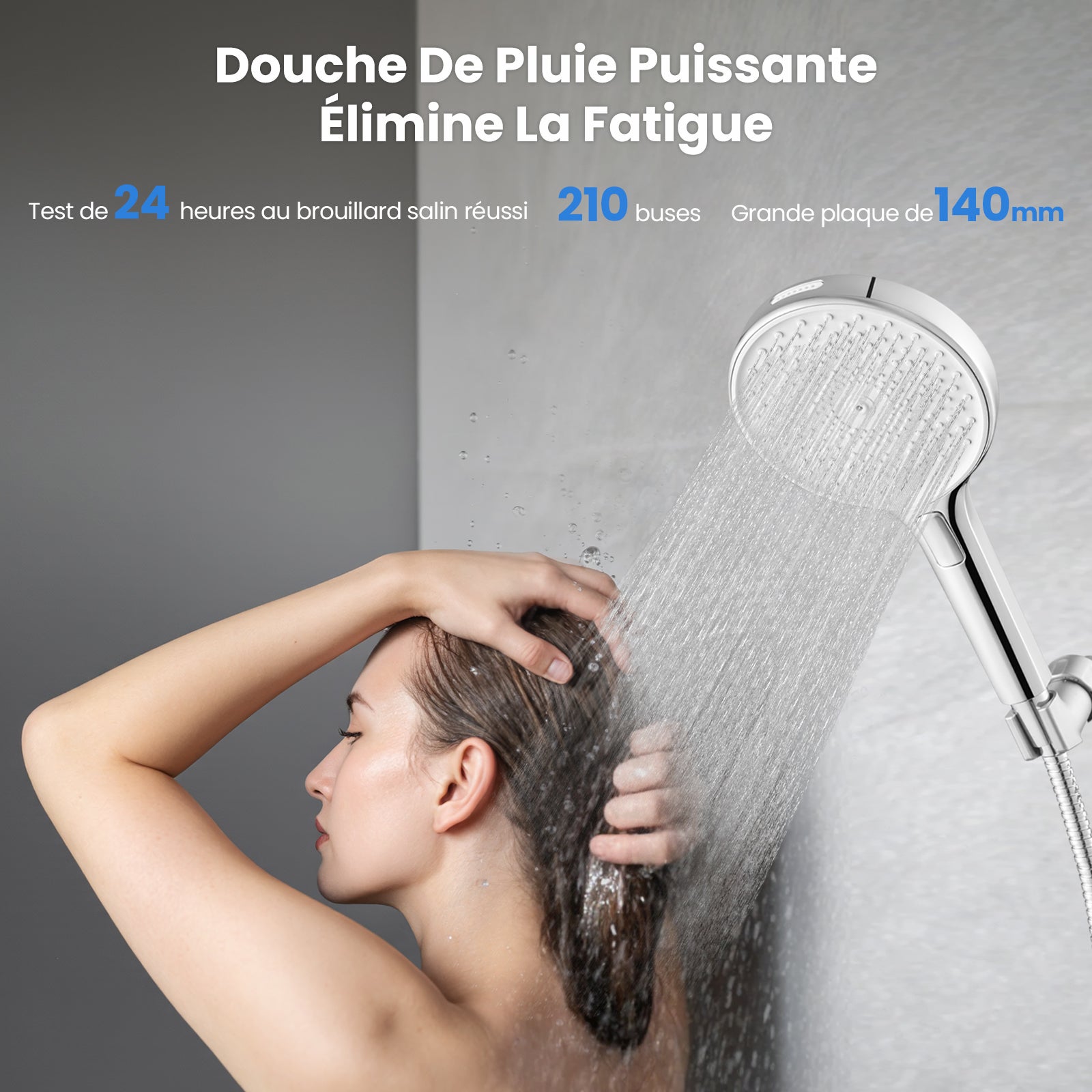 Pommeau de Douche Economie D'eau,Chromé,Anti Calcaire Douchette avec Filtre,Haute Pression Pomme avec 4 Modes Jet,SPA Pomme Douche+Tuyau 1.5 Mètres - 9