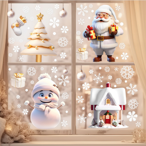 137 Autocollants De Noël Pour Fenêtres - Décoration Statique Recto-Verso, Amovible Et Réutilisable