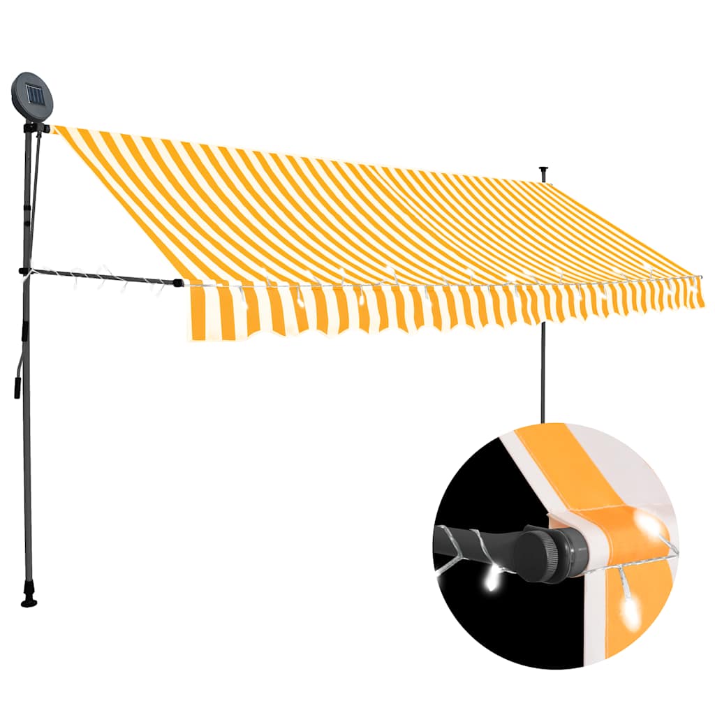 Ręcznie zwijana markiza z LED, 350 cm, biało-pomarańczowa vidaXL
