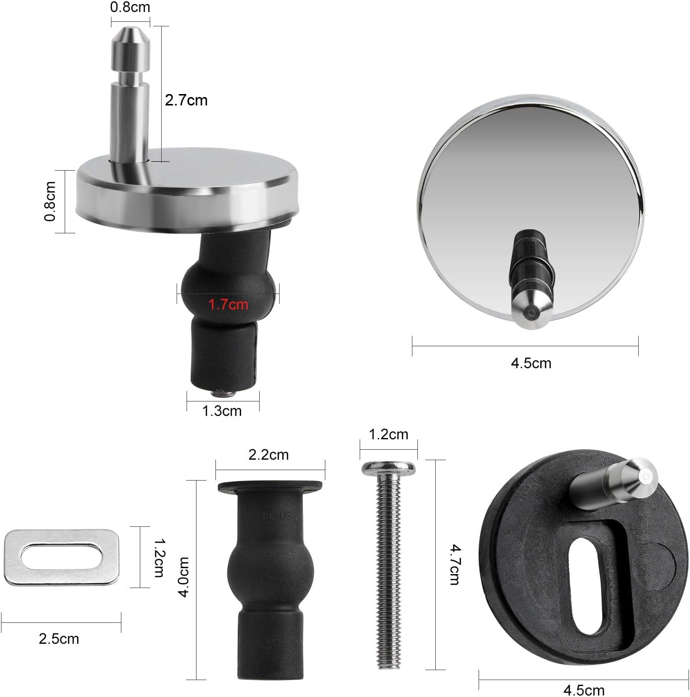 Lot 2 Fixations Universelles Abattant WC - Charnières Robustes pour Couvercle Toilettes, Remplacement Facile et Durable - 2