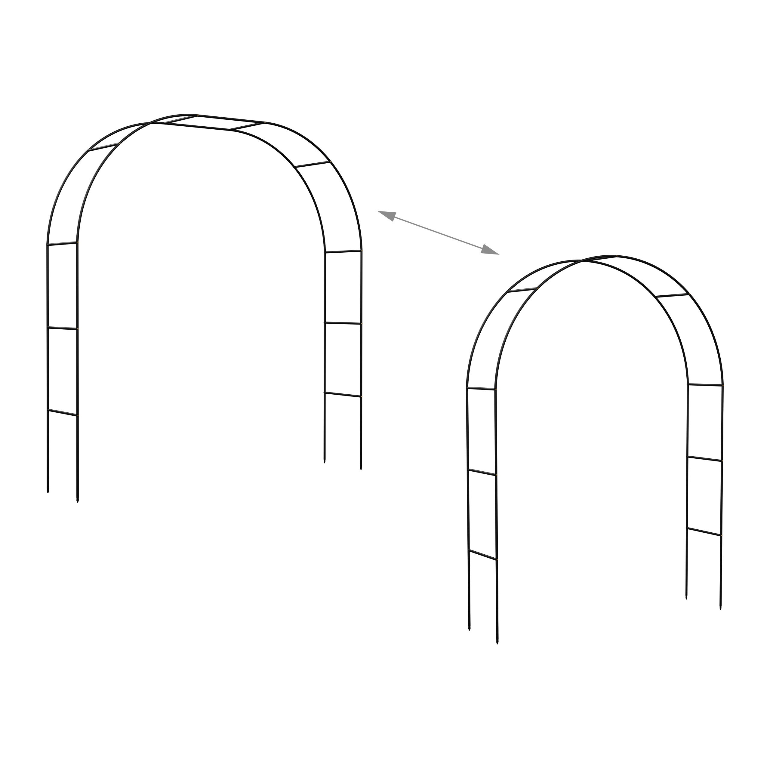 Arche à rosiers, métal, treillis, jardin, H : 250 cm, 2 largeurs : 235 ou 180 cm, plantes grimpantes, noir, Relaxdays - 5