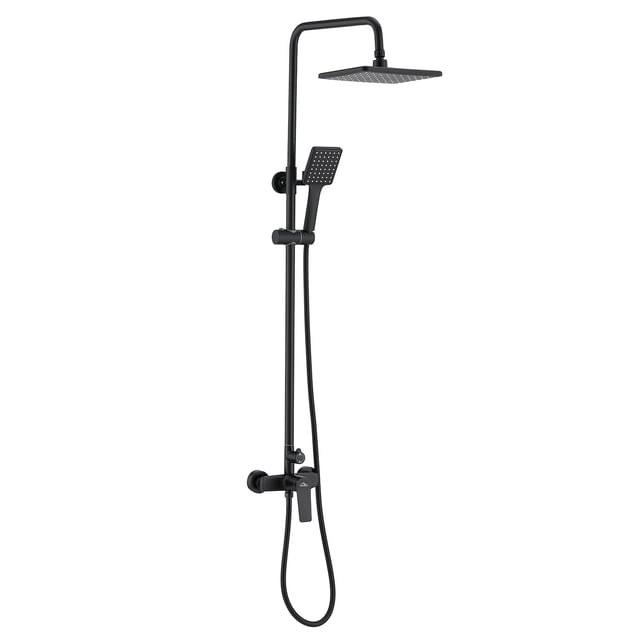 Colonna doccia Nero Interruttore con maniglia Set doccia con 26*19cm doccia testa Doccia a mano Quadrato per Bagno