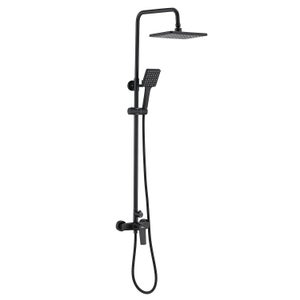 Colonne de douche Noir Interrupteur à poignée Ensemble de douche avec 26*19cm douche de tête Douchette à main Carré pour Salle de Bain Leroy Merlin Les bons plans des petits projets avant l'été