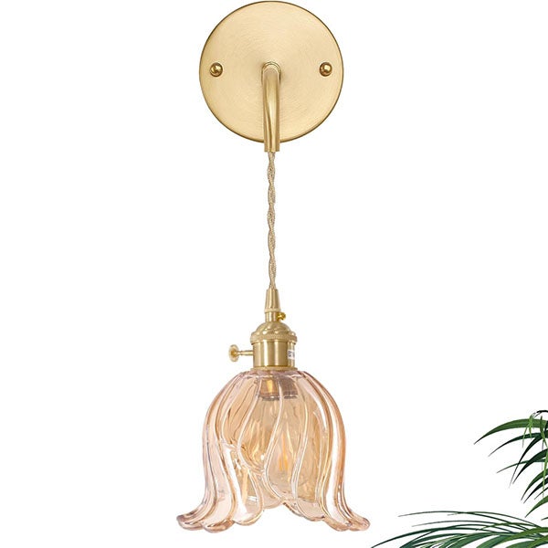 Fulesi Applique Murale Du Milieu Du Siècle En Laiton Brossé Antique Doré Pour Salle De Bain Avec Abat-jour Cylindrique En Verre Transparent Pour Salon, Couloir (doré