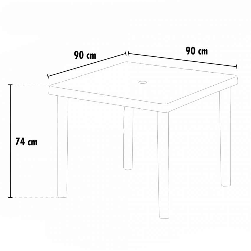 Table à manger de jardin carré en Rattan synthétique Blanc 4 places - 3