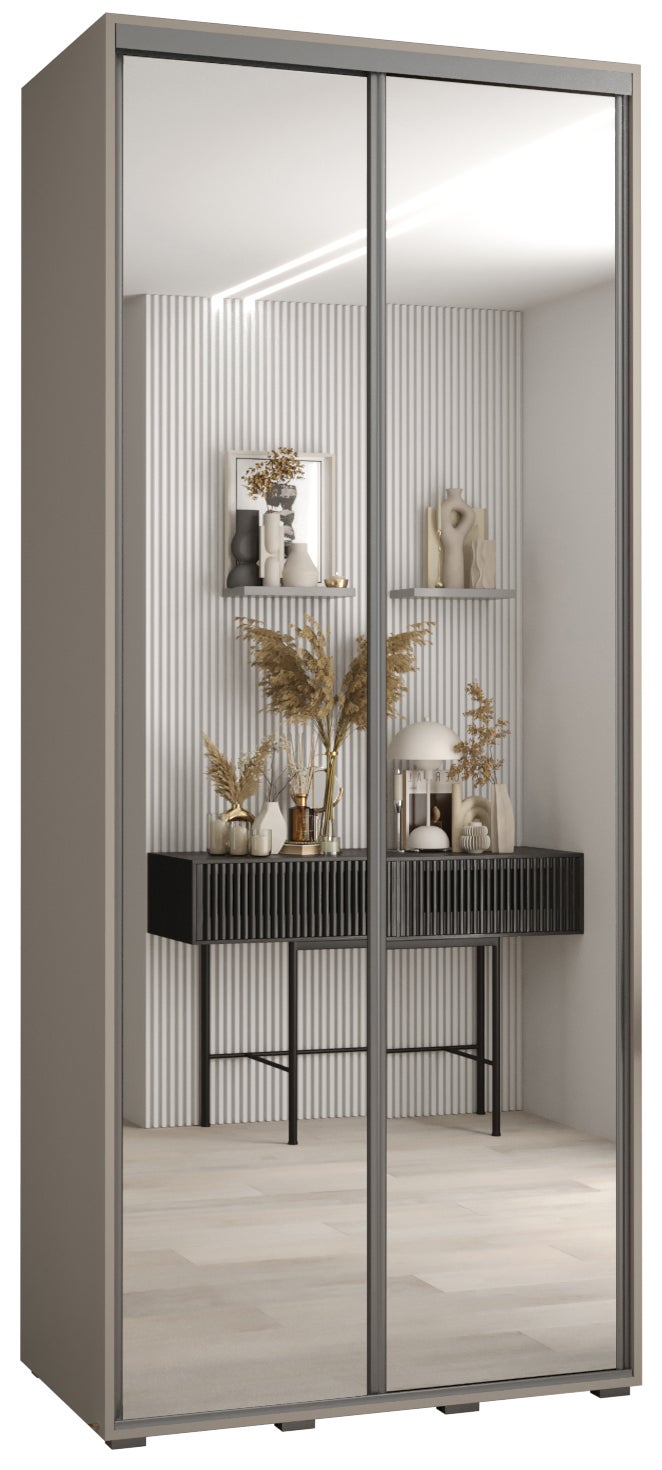 Szafa przesuwna z lustrem wysoka Dakota 2 100 x 60 x 235,2 cm kaszmir + u. Srebrny - Abiks Meble
