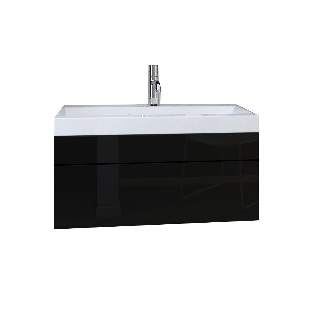 Mueble bajo lavabo de 80 cm suspendido colección raven, negro mate y brillante, lavabo y sifón incluidos.