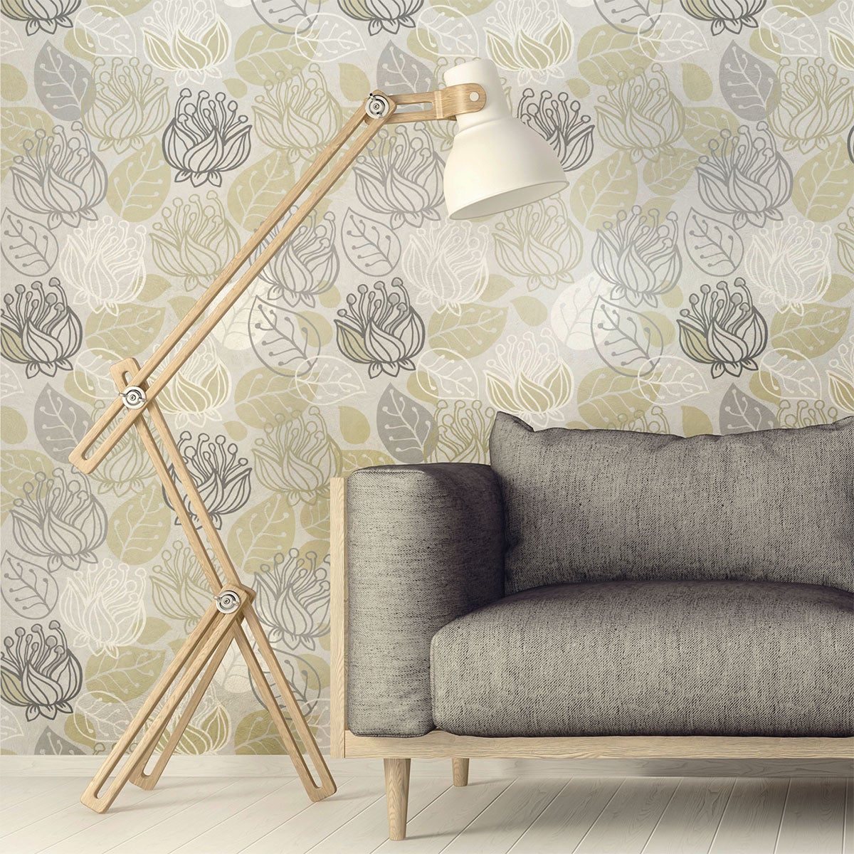 Vinilo tapiz tropical floral - adhesivo de pared - revestimiento sticker mural decorativo - 60x60cm