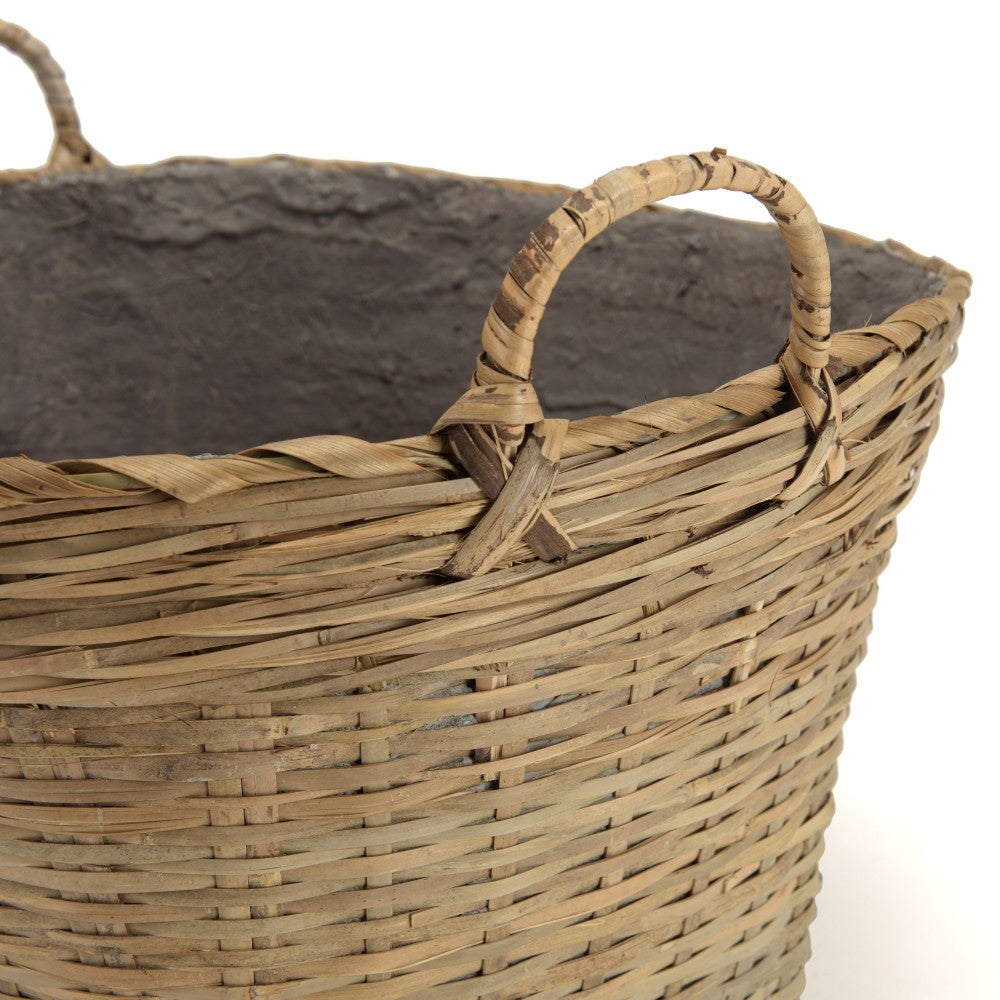 HECTOR - Pot de fleur ovale 60x53cm en bambou naturel avec anses - 7