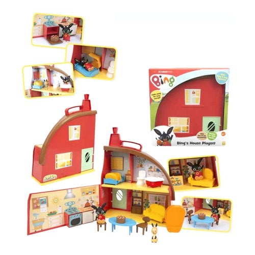 BING - Mini House Playset Met Verschillende Figuurtjes uit de bekende kinderserie, de avonturen van Bing, Uniseks, speelgoed, speelgoed voor kinderen