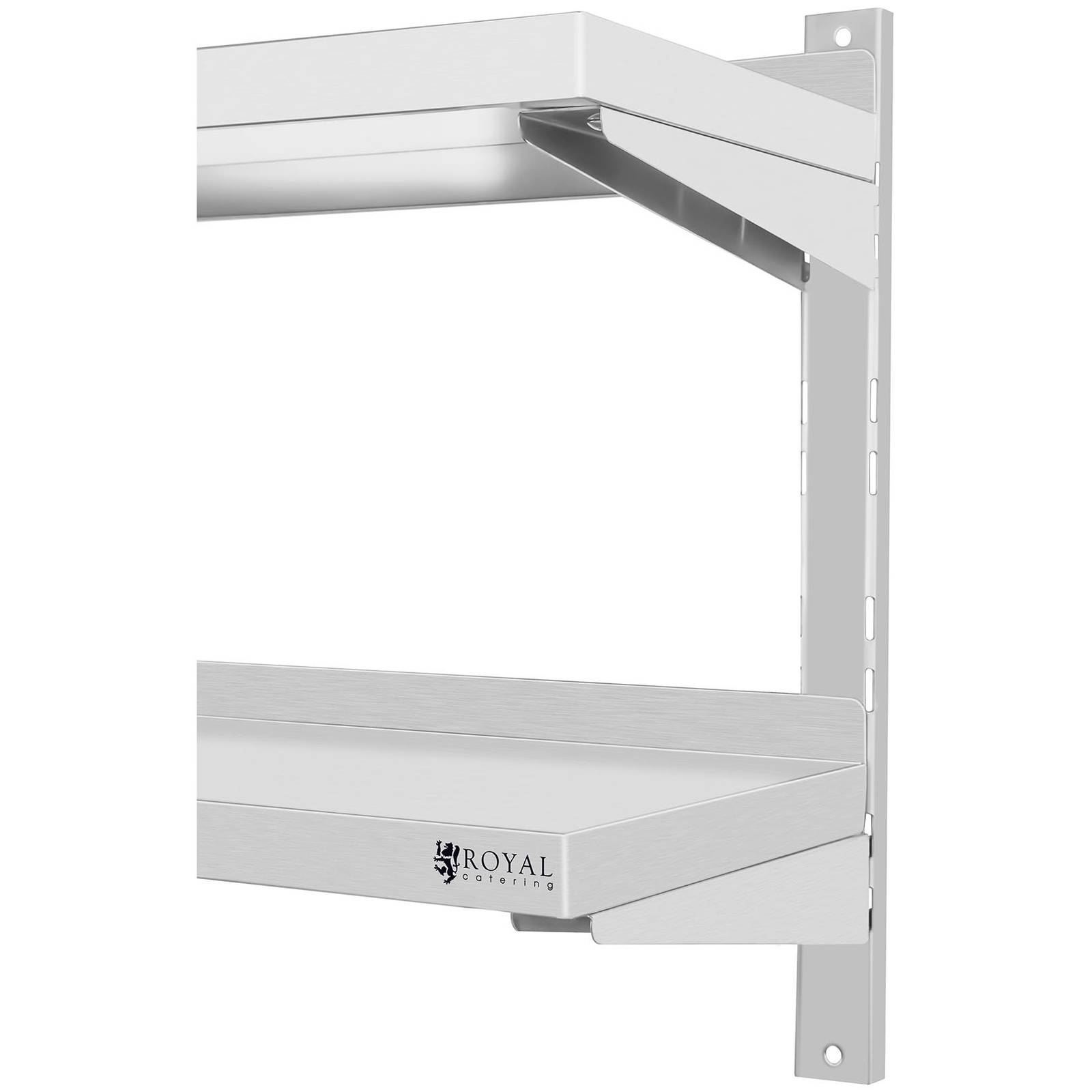 Étagère murale - Royal Catering - 180 cm de long - 2 plateaux - Acier inoxydable - 4