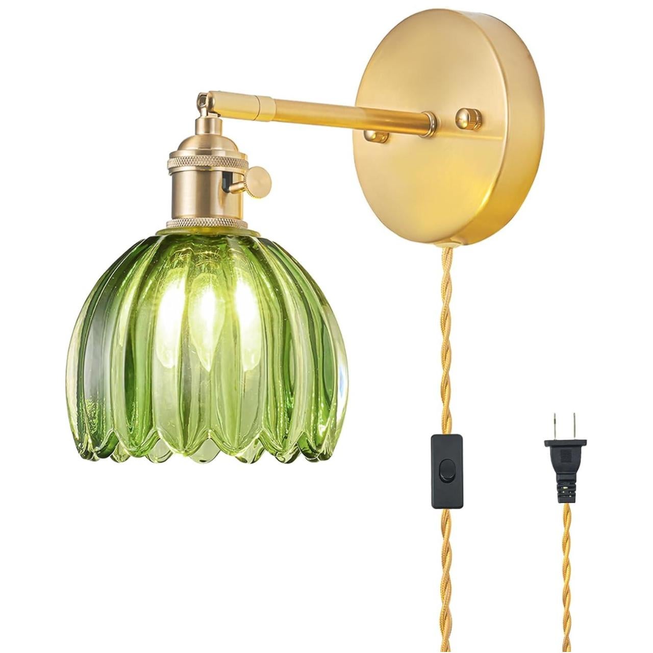 Beaface lámpara de pared led retro verde, lámpara de mesa enchufable, iluminación decorativa, ideal para mesitas de noche y pasillos.