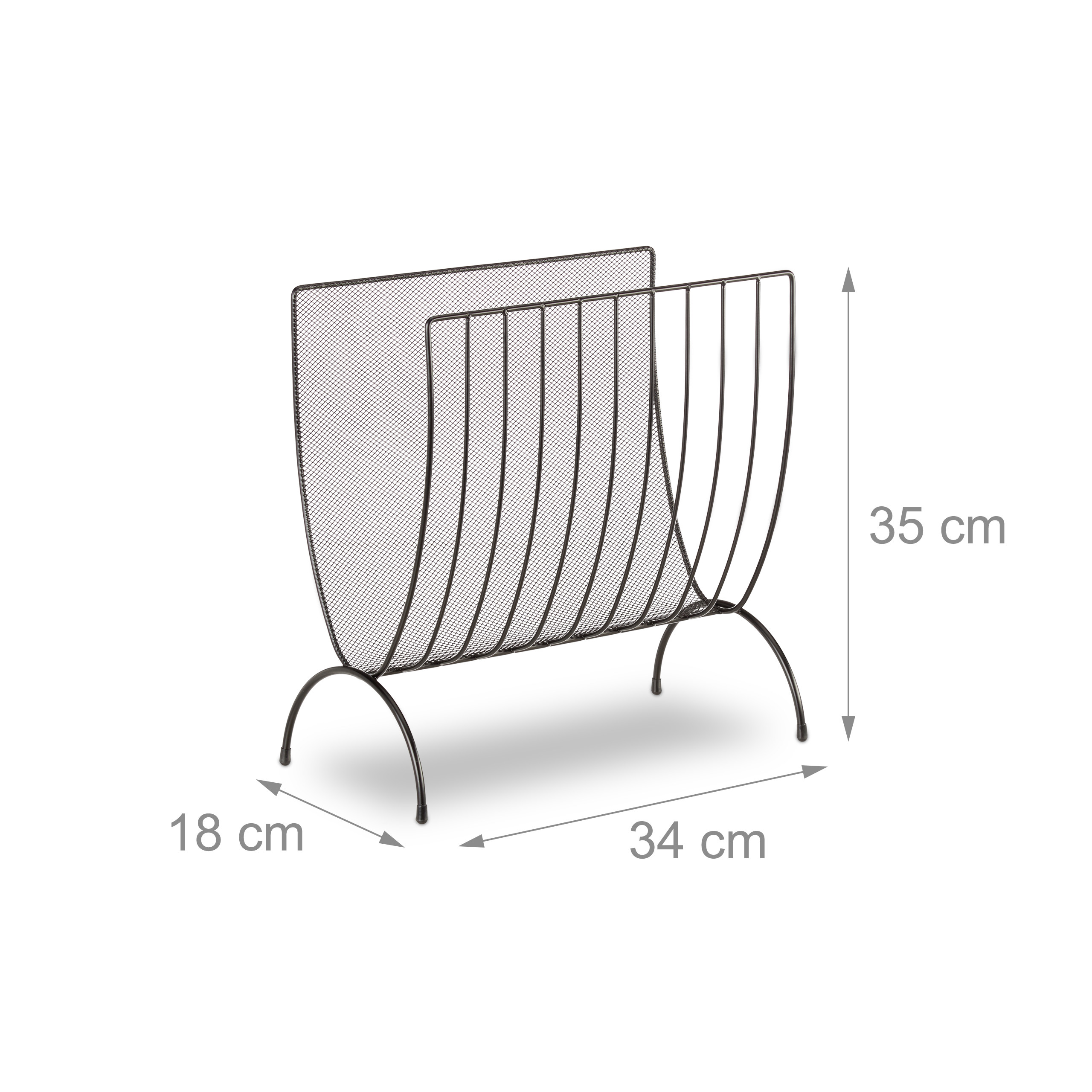 Porte-revues en maille métal porte-journaux trieur en maille tressée HxlxP: 35 x 34 x 18 cm, noir, Relaxdays - 3