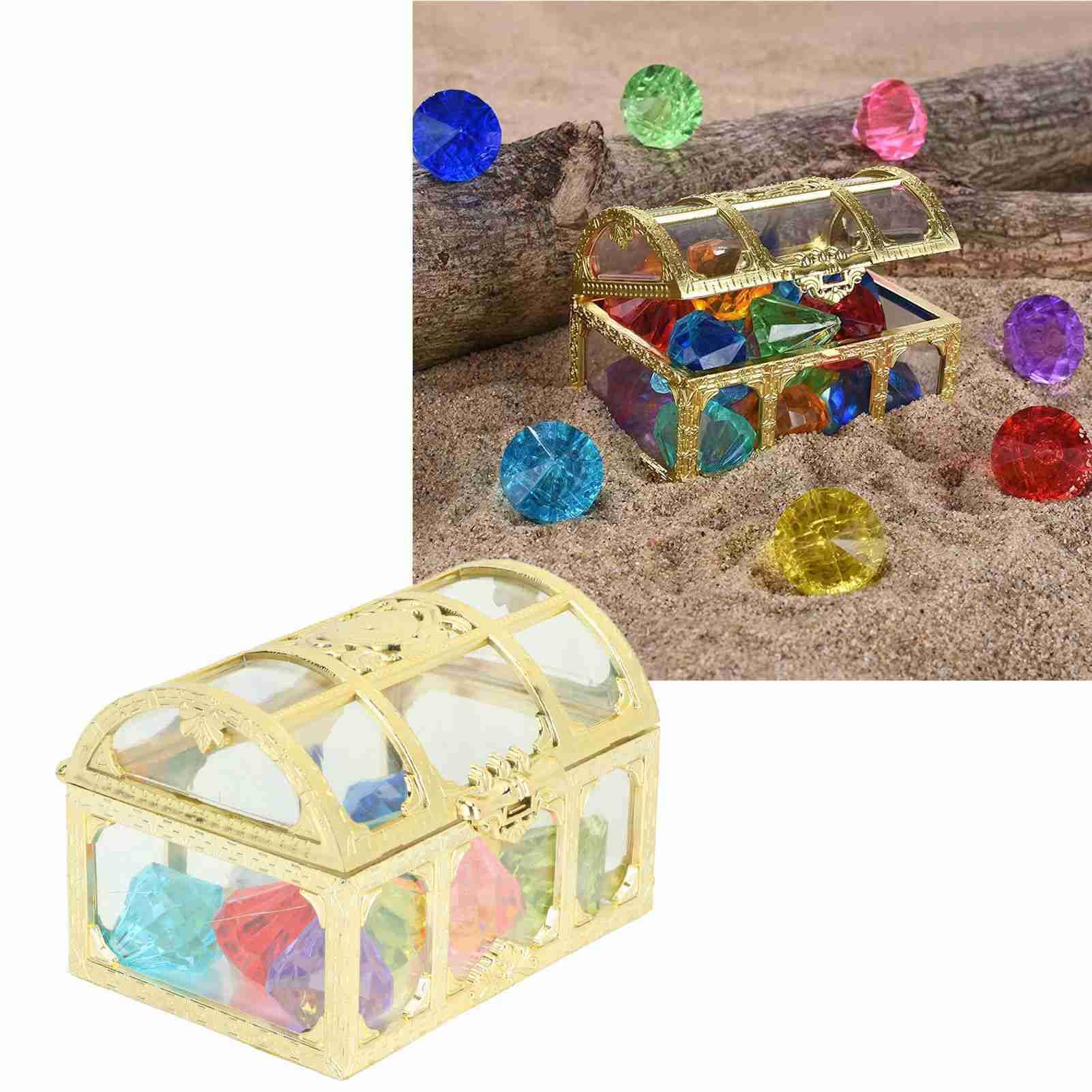 Lot de 10 jouets de plongée en diamant en acrylique avec boîte dorée colorée pour garçons et filles - 5