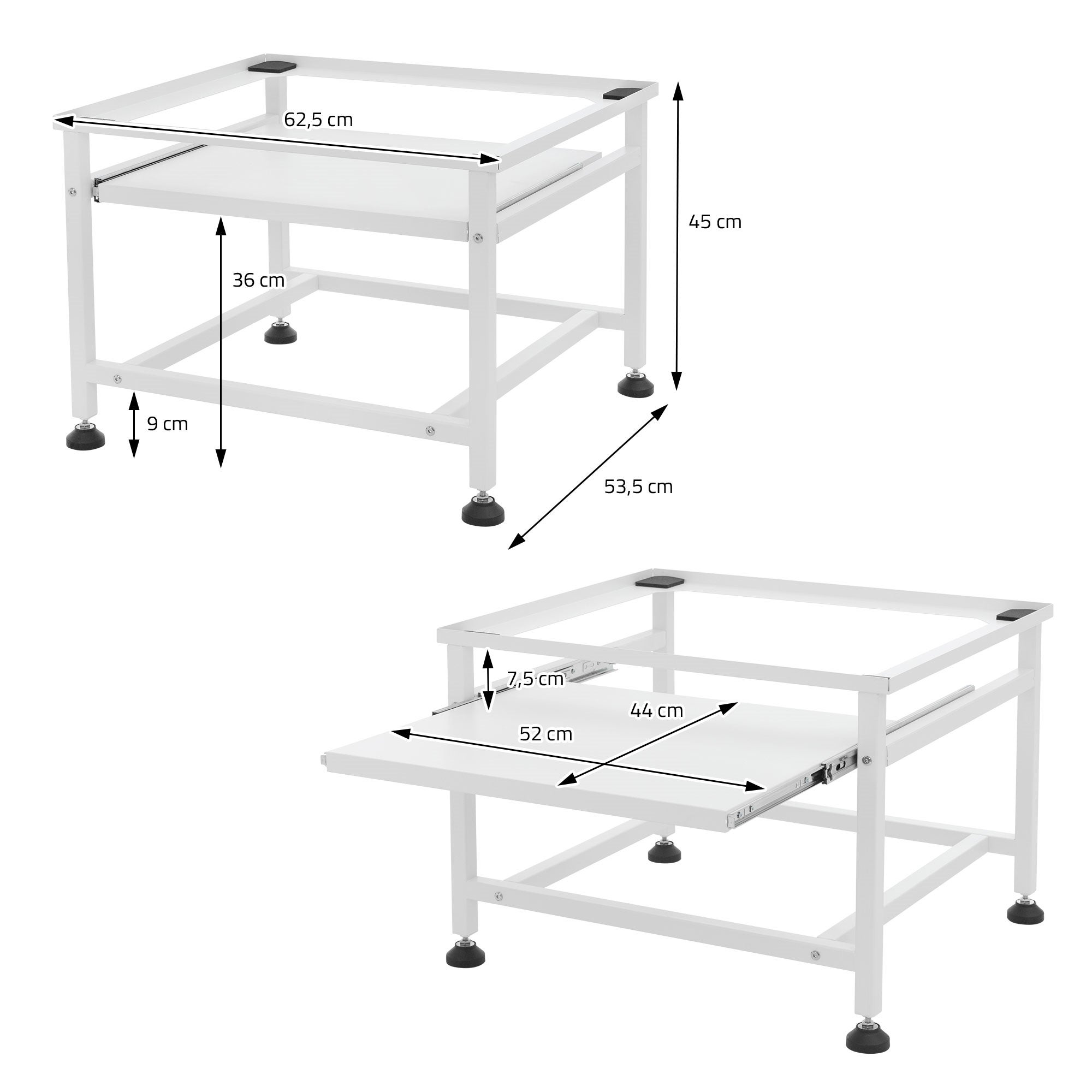 Soporte universal para lavadora o secadora alto blanco con estante extensible - 5