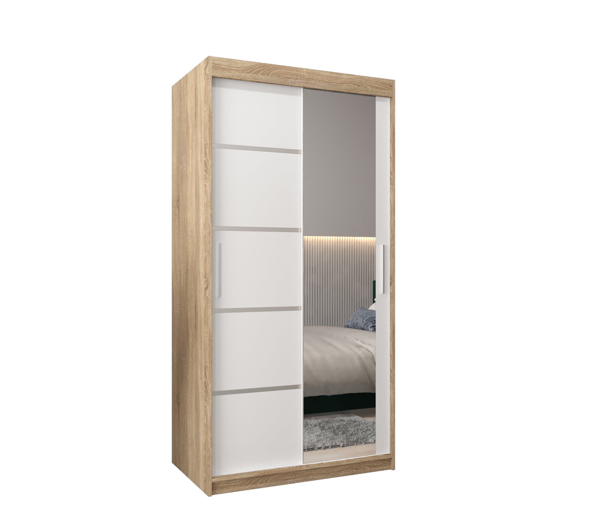 Szafa przesuwna garderoba Verona 2 100 x 62 x 200 cm Sonoma + Biały - Abiks Meble
