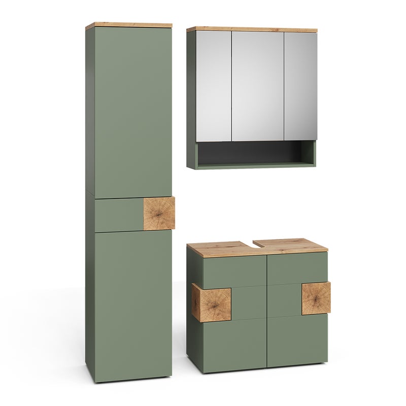 Vicco Zestaw mebli łazienkowych Eden, Zielony/rzemieślniczy, 3 części
