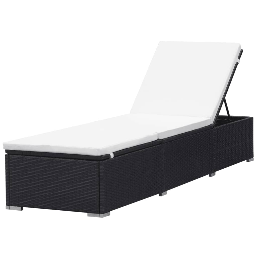 Chaises longues avec coussins 2 pcs Résine tressée Noir - 3