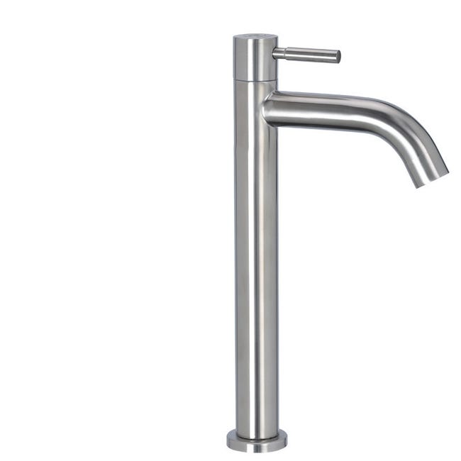 Jednouchwytowy kran ze stali nierdzewnej do zimnej wody do umywalek łazienkowych.