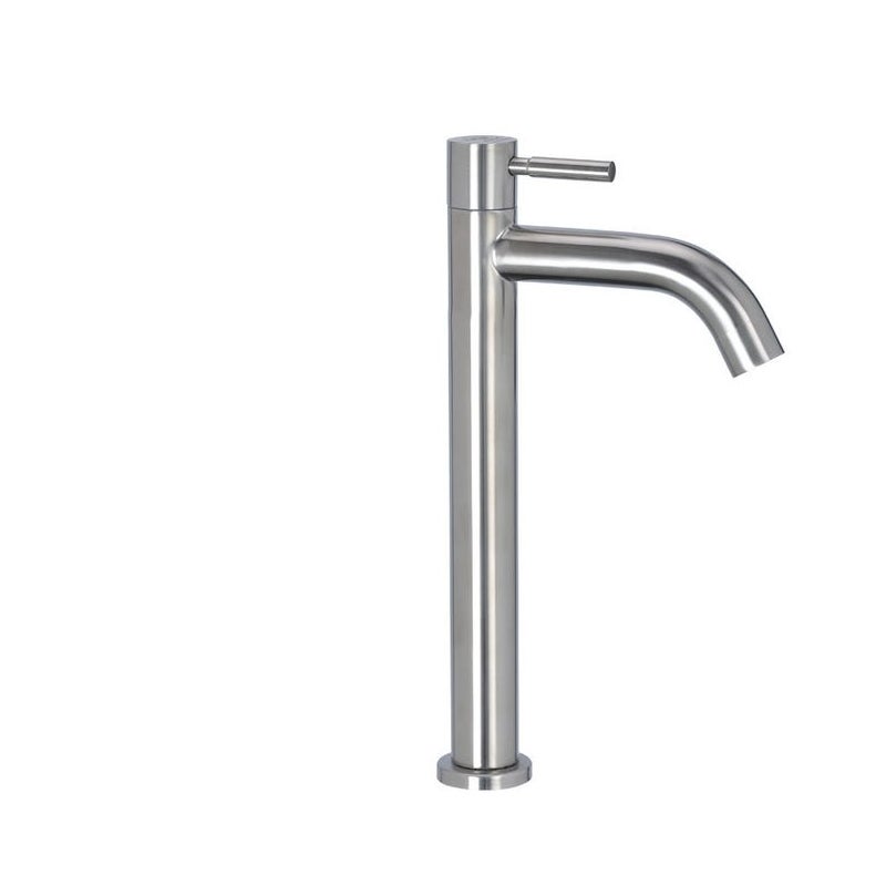 Jednouchwytowy kran ze stali nierdzewnej do zimnej wody do umywalek łazienkowych.