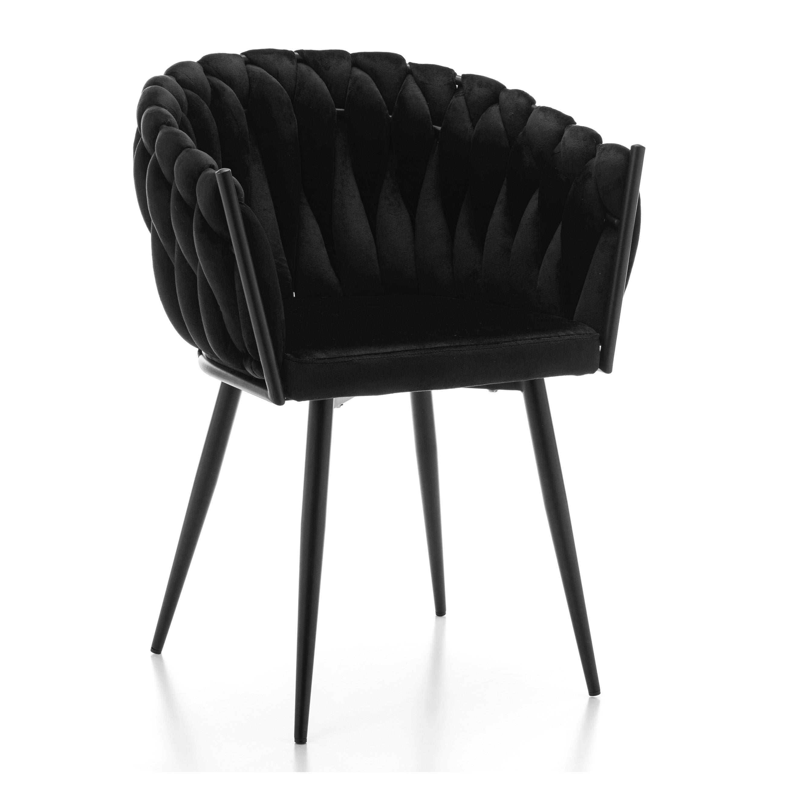 Krzesło tapicerowane glamour welurowe plecione salon LATINA czarne