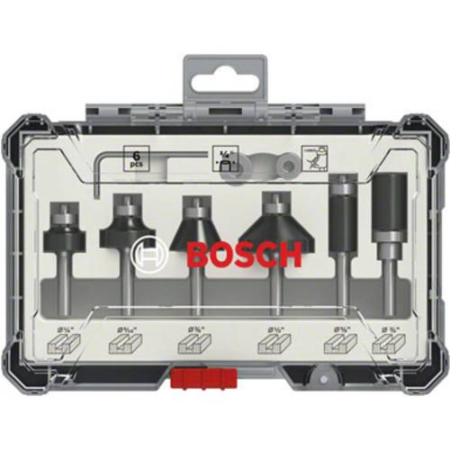 Bosch 6-częściowy zestaw do przycinania i wykańczania krawędzi trzpień ¼” odpowiedni do frezarki krawędziowej GKF - 2607017470