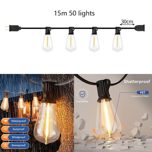 Stringa Luminosa A LED Per Esterni NETTLIFE 15 M Lampada Da Giardino IP65 Impermeabile 16 Lampadine | Leroy Merlin - Foto 12