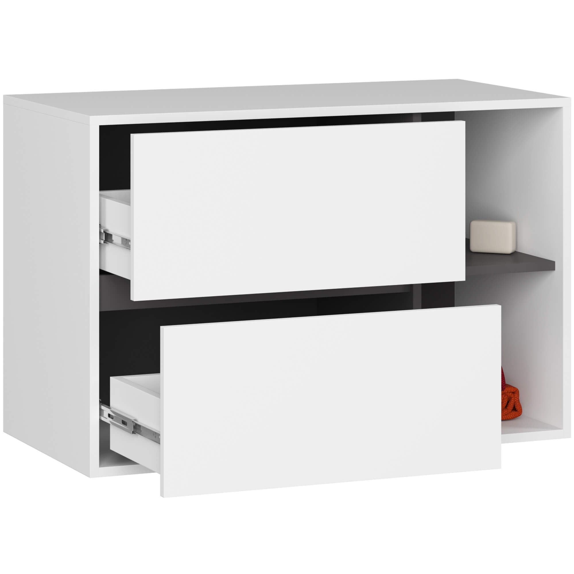 Meuble Sous Vasque Mural AKORD VAMI 90 Cm - 2 Tiroirs, Chêne Craft & Noir - Idéal Pour Vasque à Poser, Rangement Salle De Bain - 3
