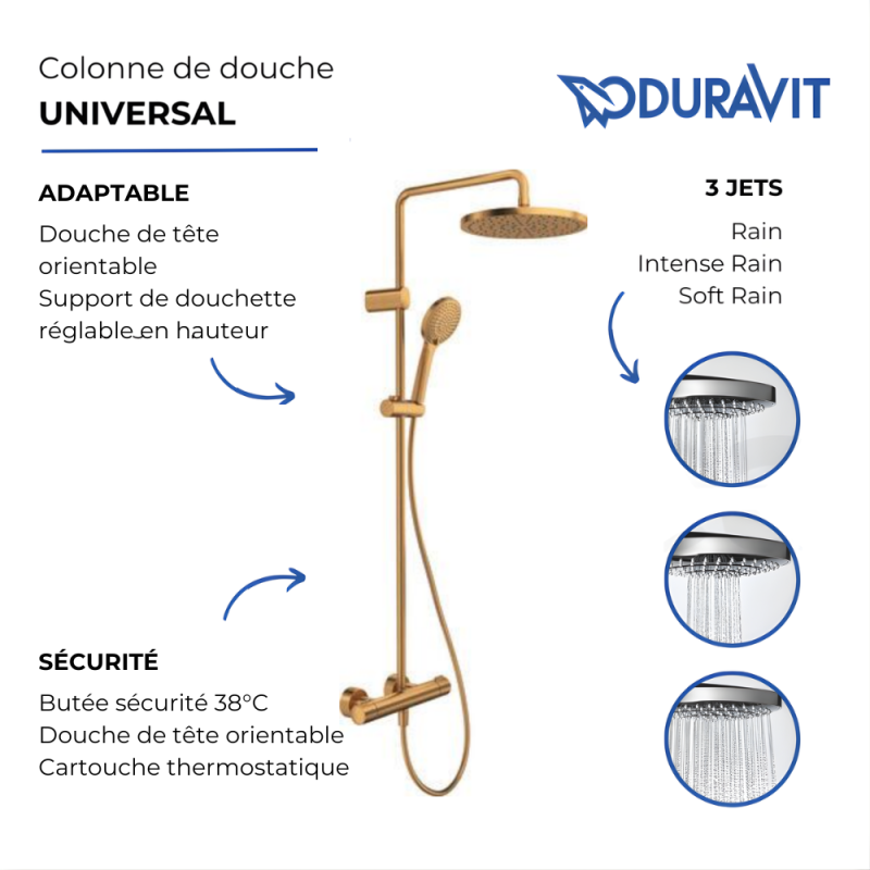 Colonne de douche thermostatique DURAVIT MinusFlow Bronze brossé - 3