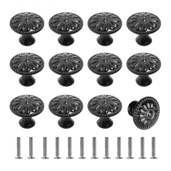 Uchwyty meblowe - Uchwyty do szuflad - Stop aluminium - 12 sztuk - 30 mm - Czarny