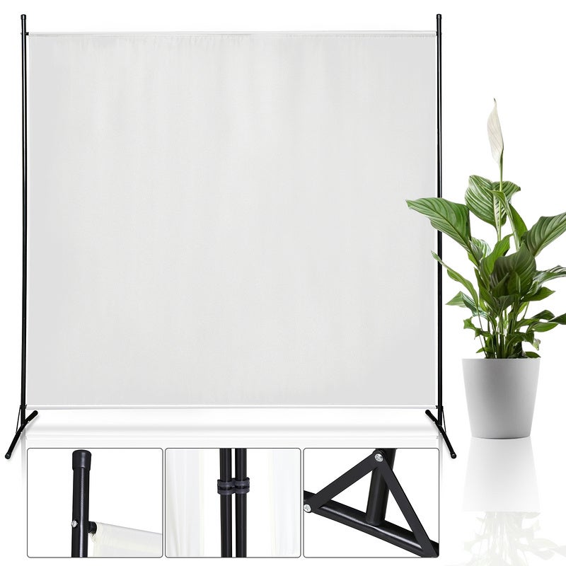 Paravent sur Pied 1 Panneaux Pliable Paravent séparateur de pièce Écran pour Jardin Cloison 180x180cm Beige - 5