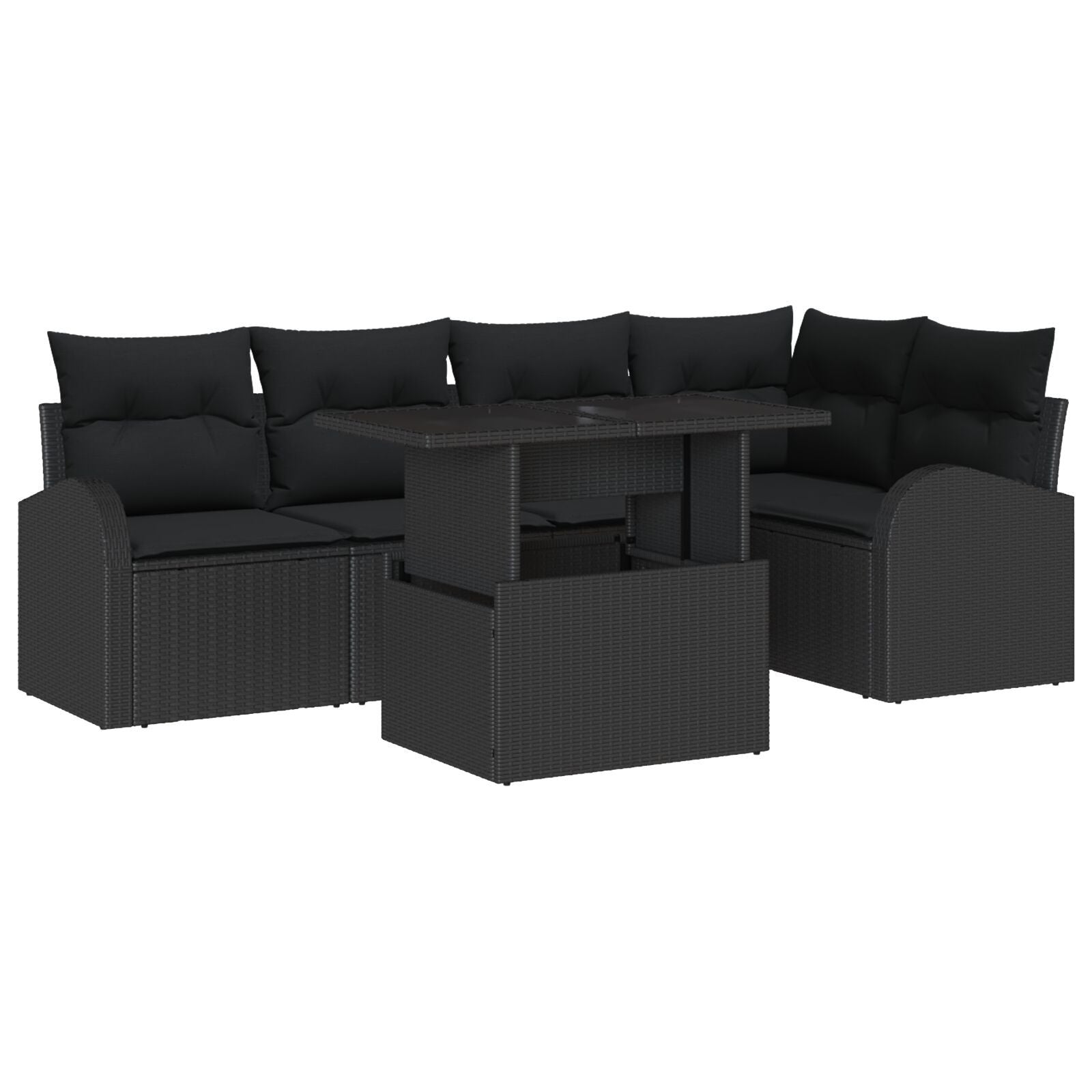 Zestaw Sof na Ogród z poduszką 6 pcs Czarny Polirattan vidaXL