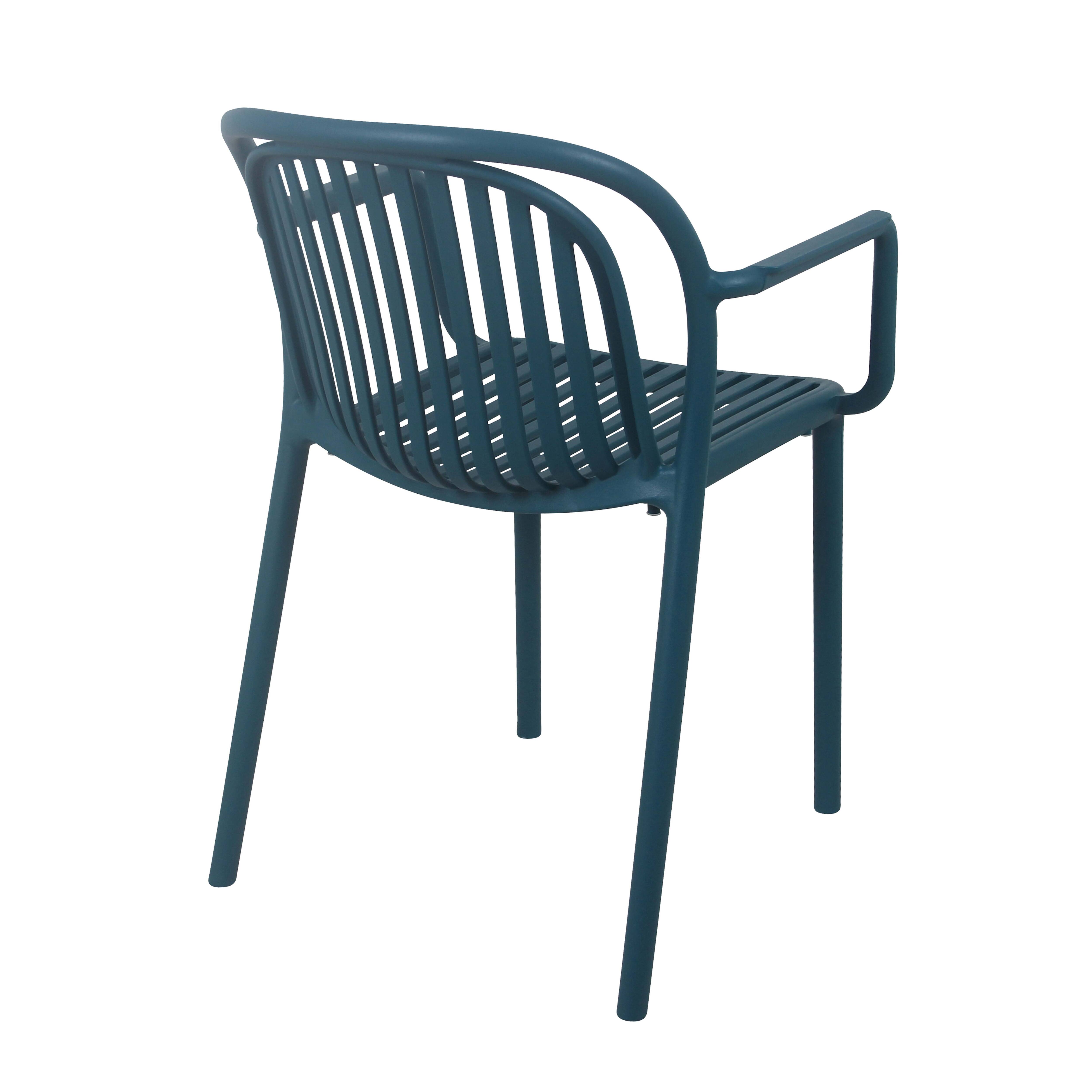 Lot de 4 fauteuils en plastique bleu canard - 6