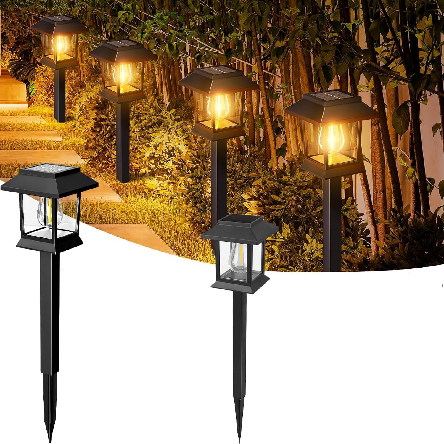 Zewnętrzne lampy solarne, 2 sztuki, reflektory solarne, lampy solarne z wtyczką do ziemi, dekoracja oświetlenia zewnętrznego