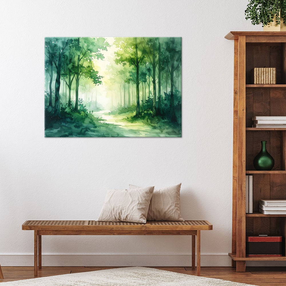 Obraz do salonu sypialni, Zielony Mglisty Las Leśny Krajobraz 120x80 - 2