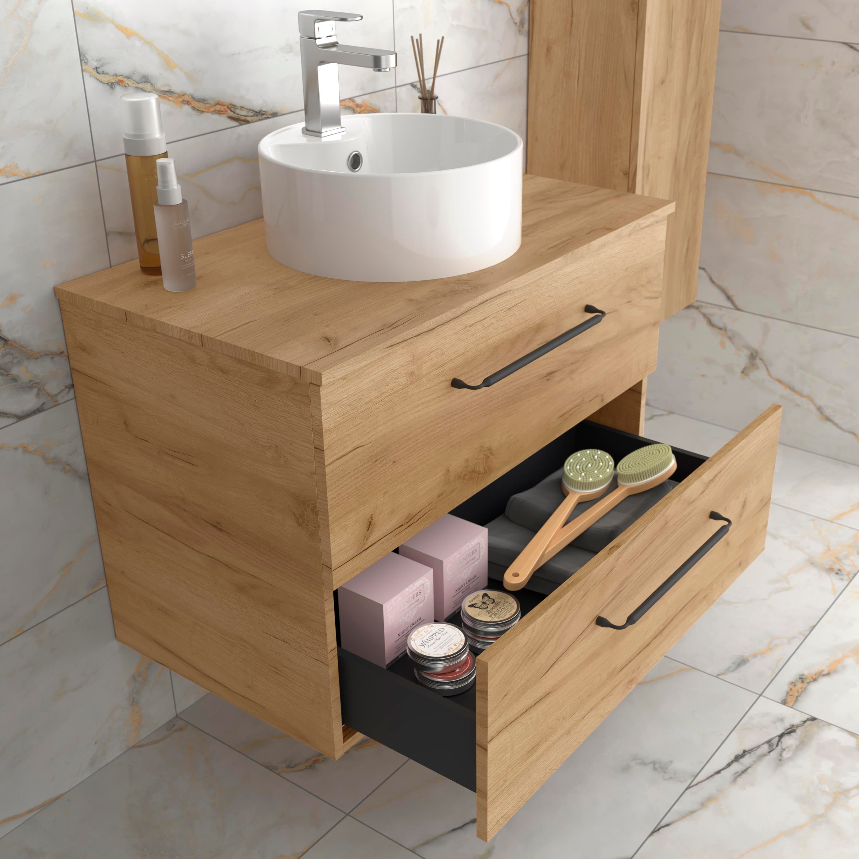 Meuble de salle de bain MORAI 100cm Chêne | Vasque à poser - 2