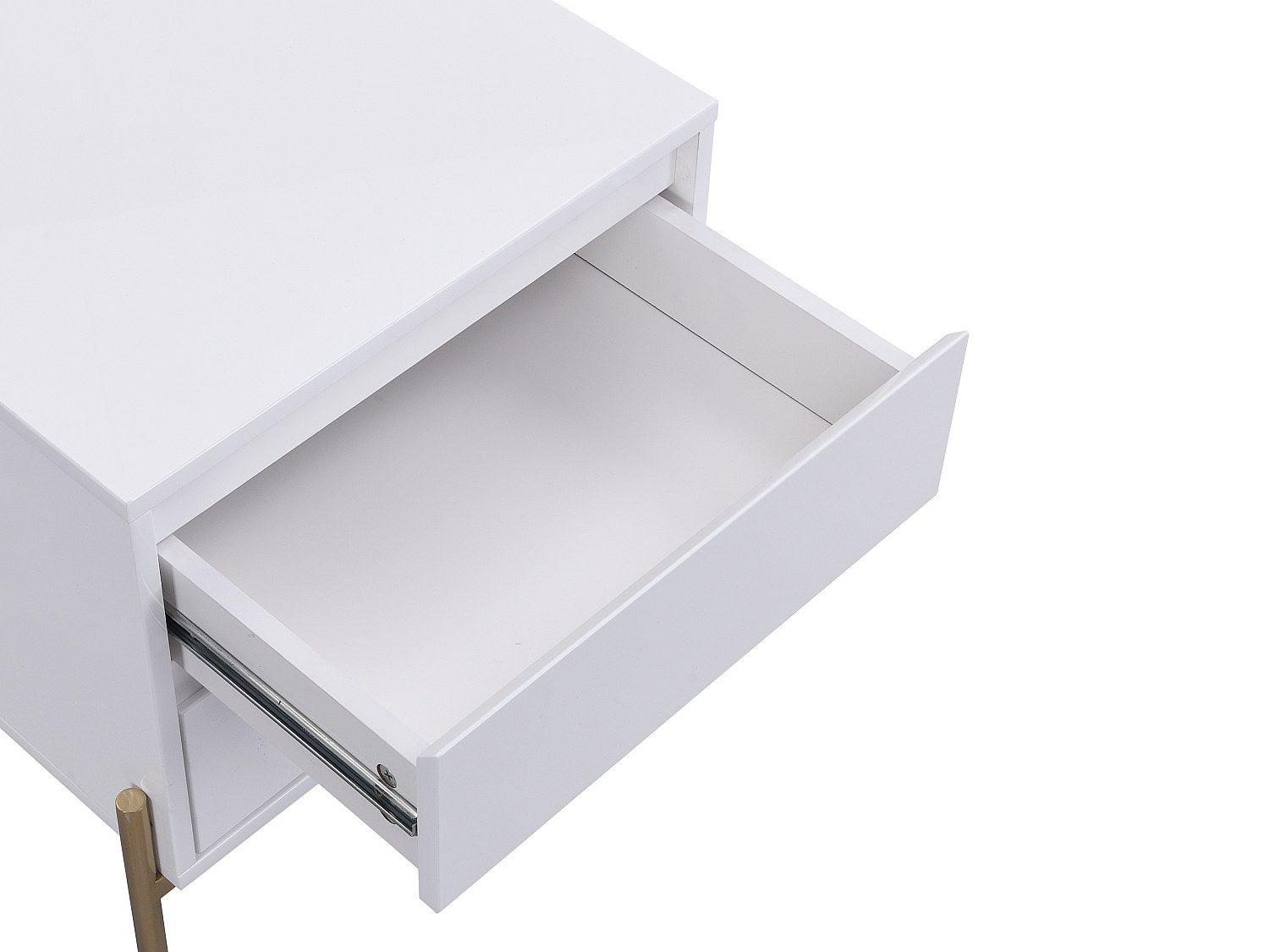 Table de chevet 2 tiroirs - MDF et métal - Blanc laqué et doré - KORASA de Pascal Morabito - 6