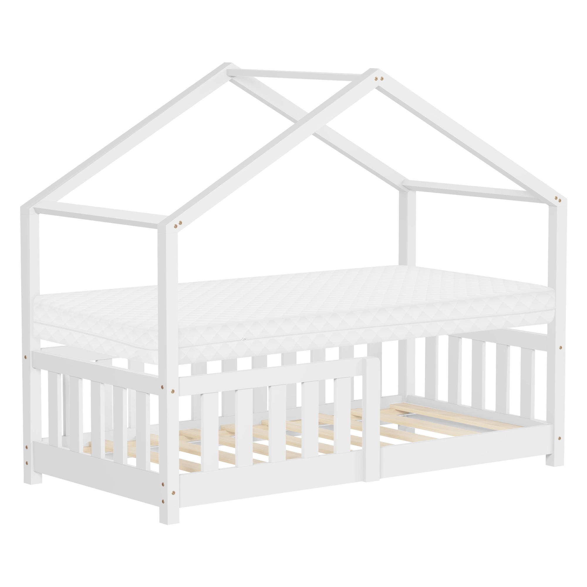 AIYAPLAY Lit cabane enfants 90x190 cm lit enfants lit maison enfant avec protection antichute, sommier à lattes et toit inclus | France AIYAPLAY Lit cabane enfants 90x190 cm lit enfants lit maison enfant avec protection antichute, sommier à lattes et toit inclus | France