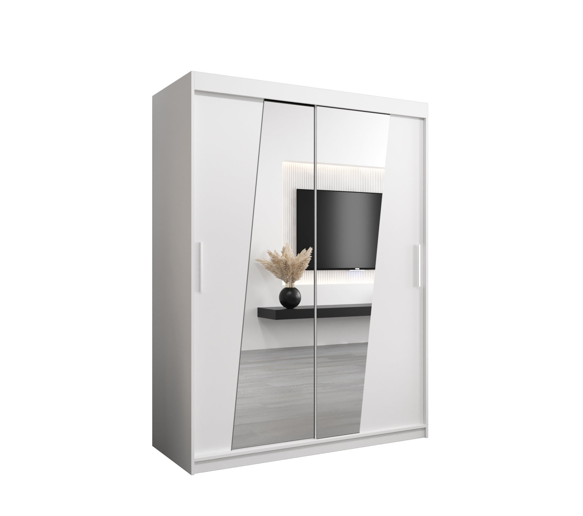 Szafa przesuwna garderoba RHOMB 150 x 62 x 200 cm Biały - Abiks Meble