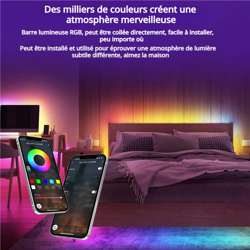 Ruban LED RVB, 20 m - 320 LED, Bandeau lumineux à couleurs changeantes, synchronisé avec la musique, avec télécommande et application de contrôle - 4